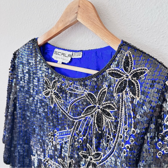 Vintage Scala Pure Silk and Sequin and Beaded Blouse - Picture 7 of 7
